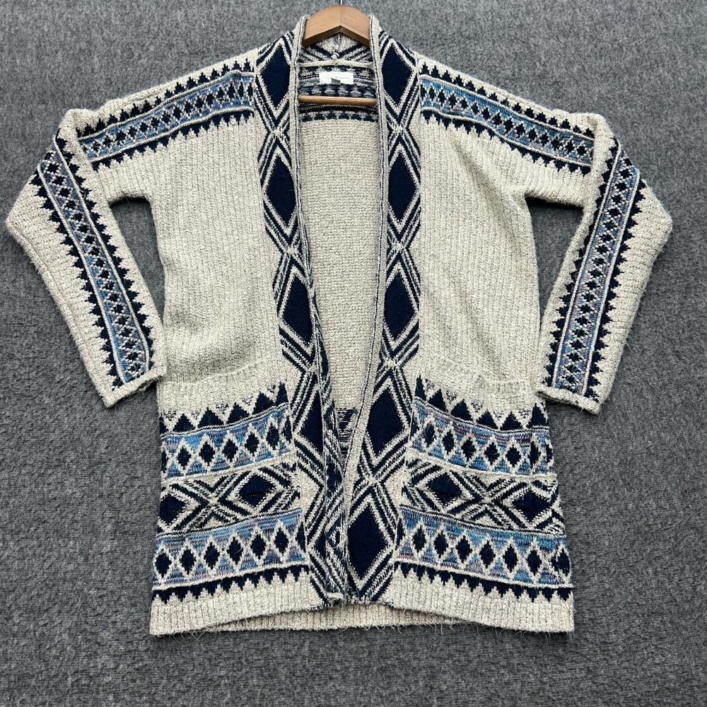 Lucky Brand Sweater Aztec XS Southwestern Geometric Cardigan Western Ranch Cabin